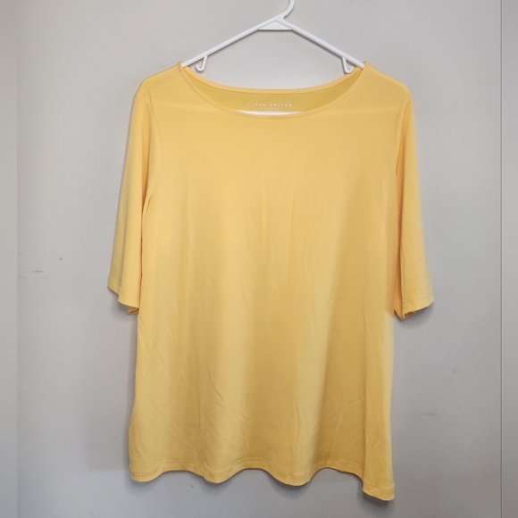 Women's Susan Graver Essentials Yellow Top Sz Large - Picture 2 of 7